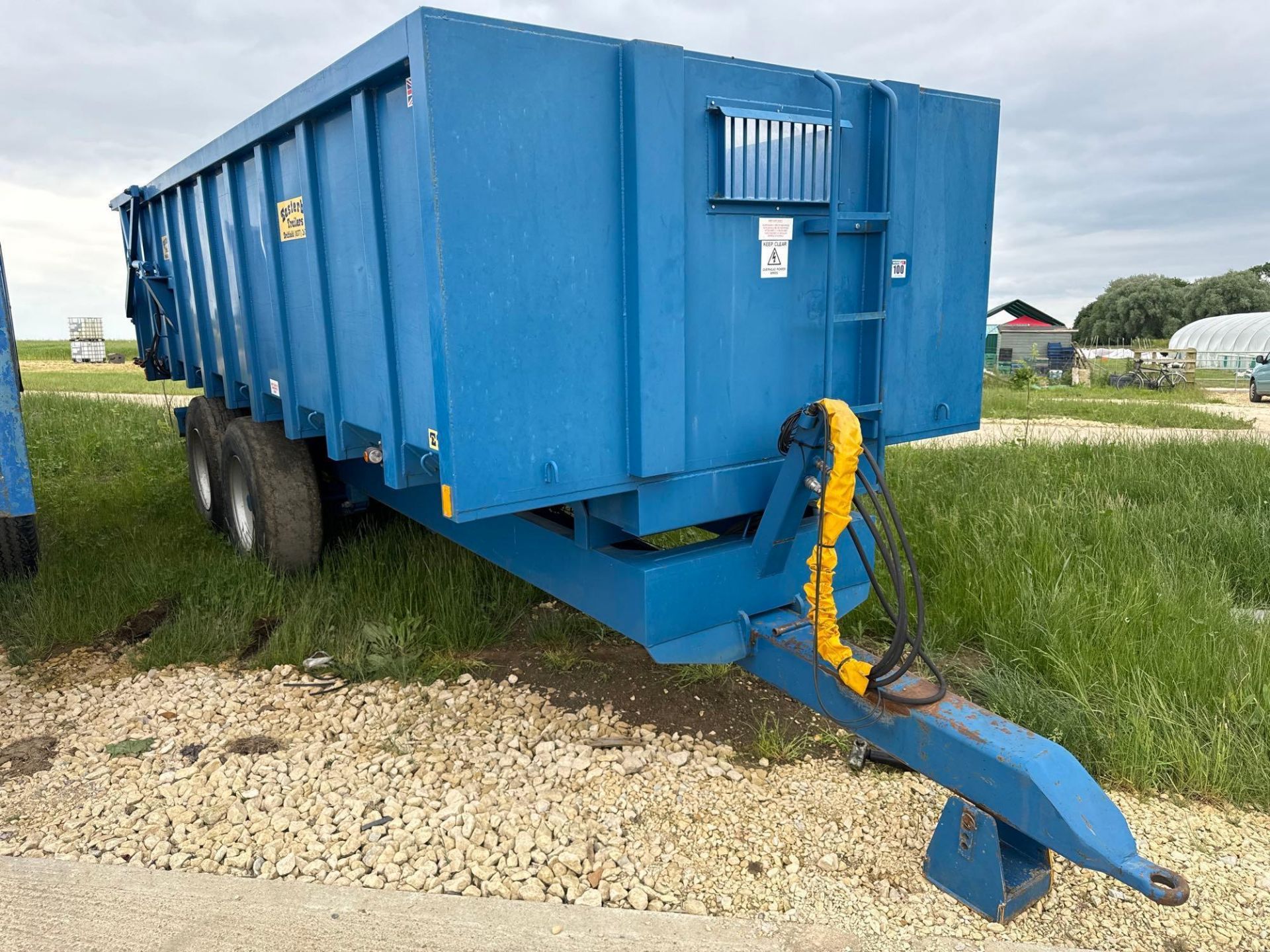 2010 Easterby ET14 15t twin axle grain trailer with sprung drawbar, hydraulic tailgate and grain chu