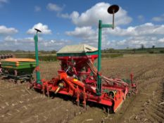 Accord Pneumatic DA 4m combi drill with Kuhn HR4002 power harrow and rear tooth packer with wheel tr