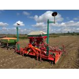 Accord Pneumatic DA 4m combi drill with Kuhn HR4002 power harrow and rear tooth packer with wheel tr