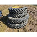 Set BKT 270/95R48 rear and Firestone 270/95R32 front wheels and tyres with removeable centres to fit