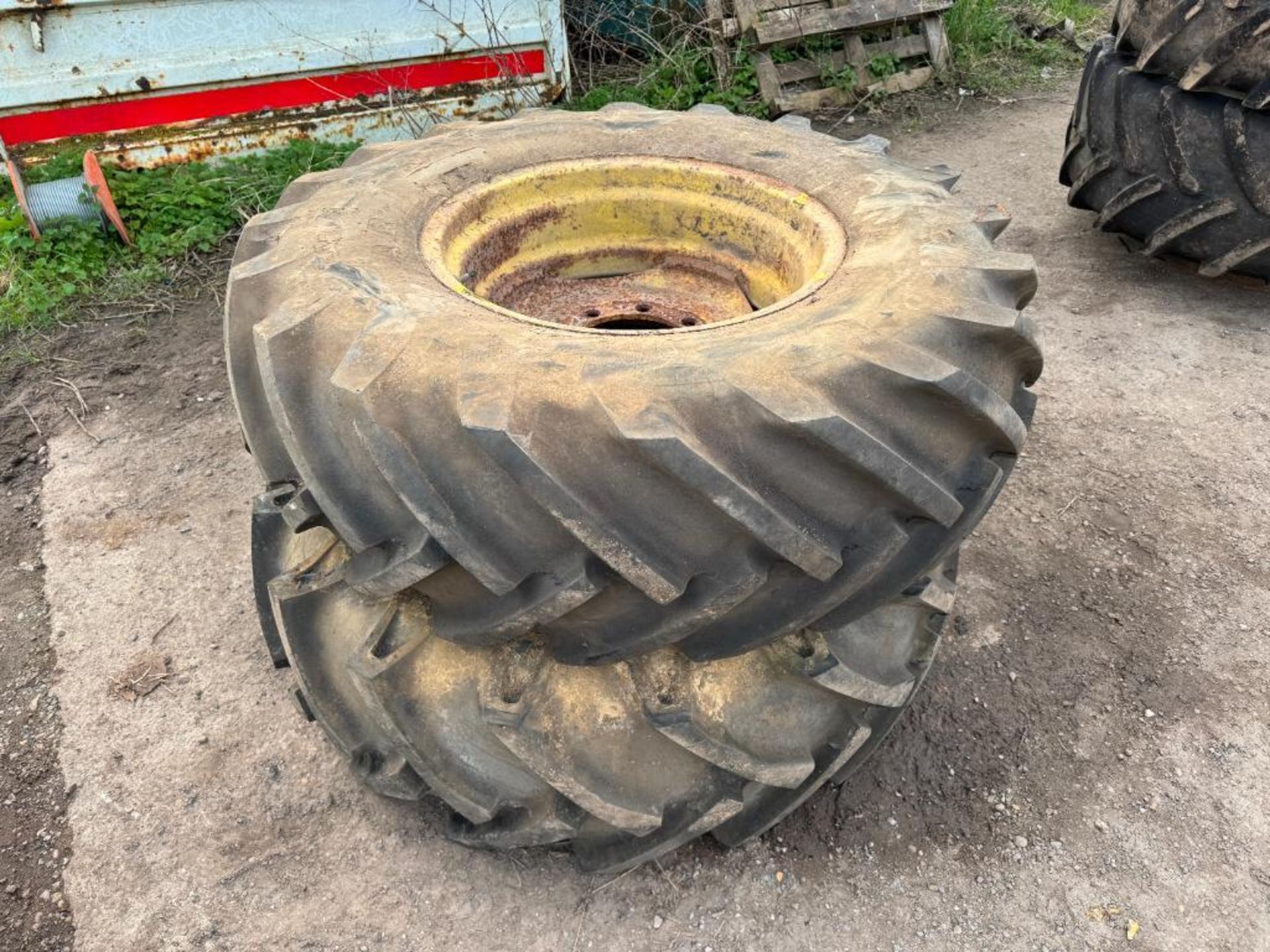Pair Goodyear 18.4/15-26 wheels and tyres, 8 stud (suited to MB Trac)