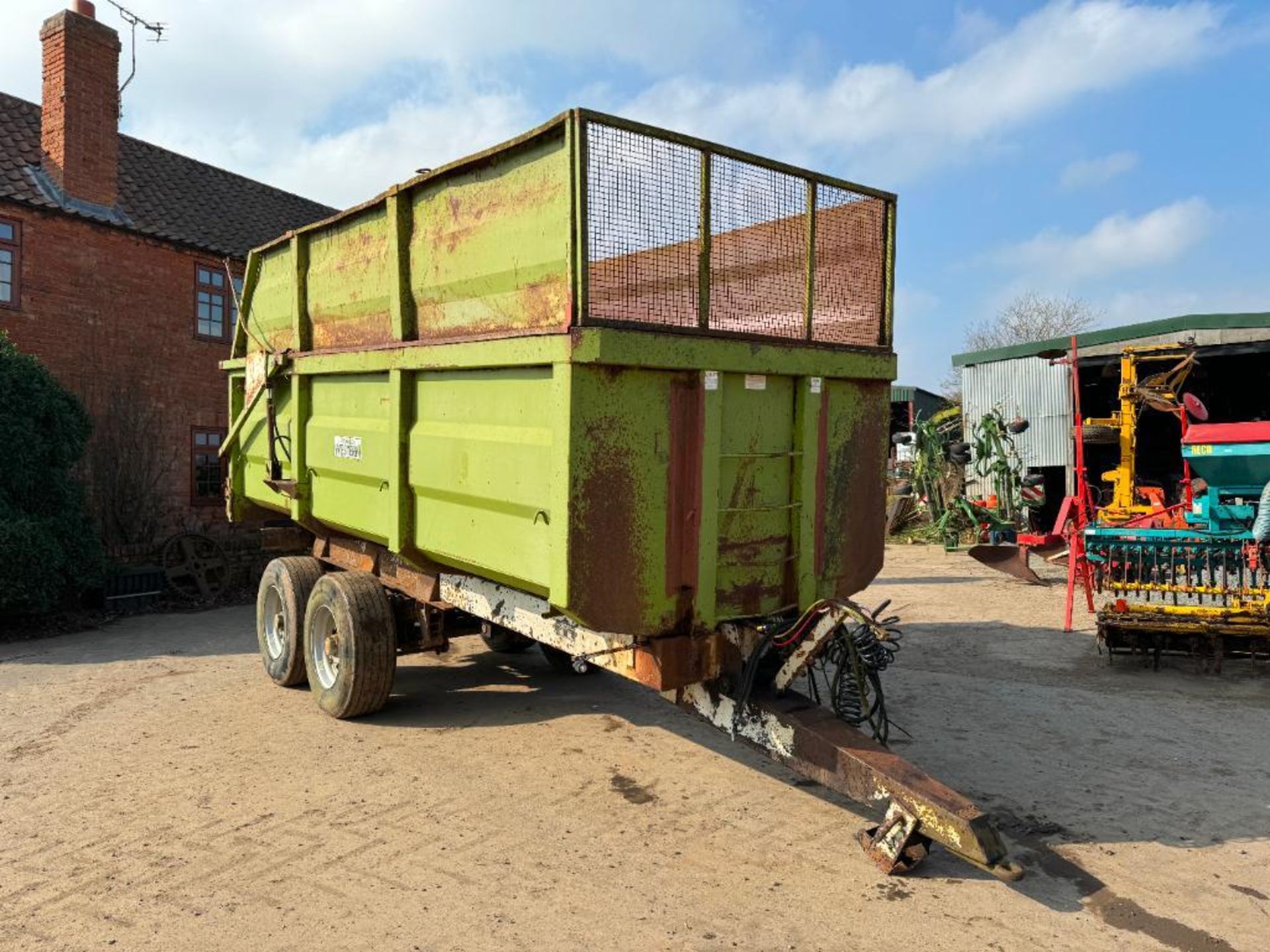 1993 Richard Weston 12t twin axle grain trailer with sprung drawbar, air brakes, hydraulic tailgate, - Image 12 of 17