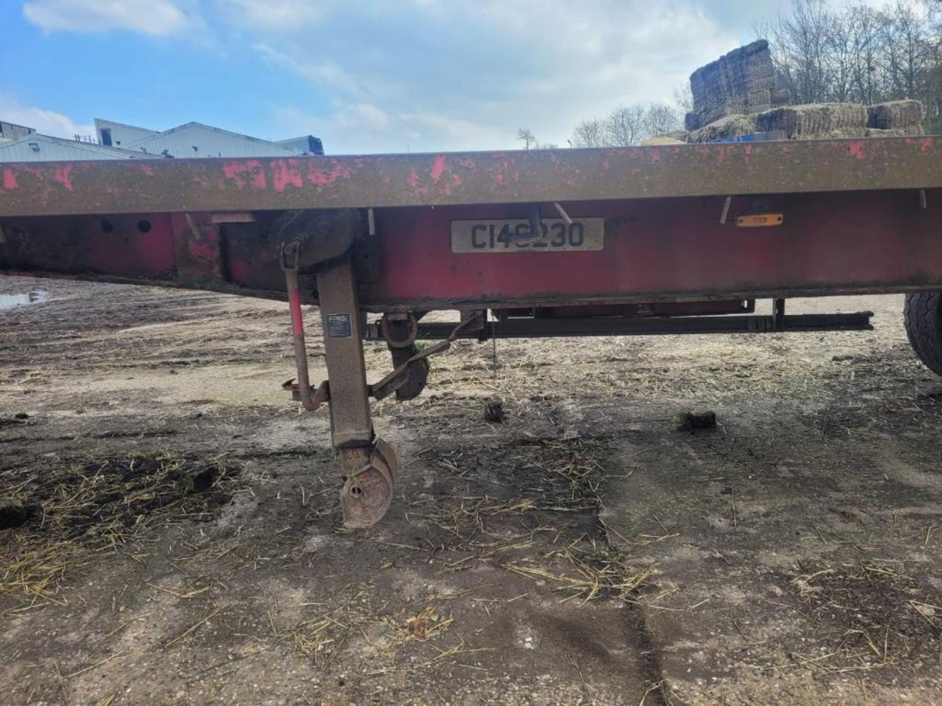 Tri-axle 45ft flat bed bale trailer with air brakes on 385/65R22.5 wheels and tyres with dolly - Image 7 of 7