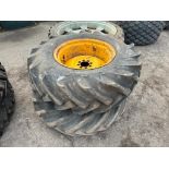 Pair Goodyear 15.5/80-24 wheels and tyres (11cm hub)