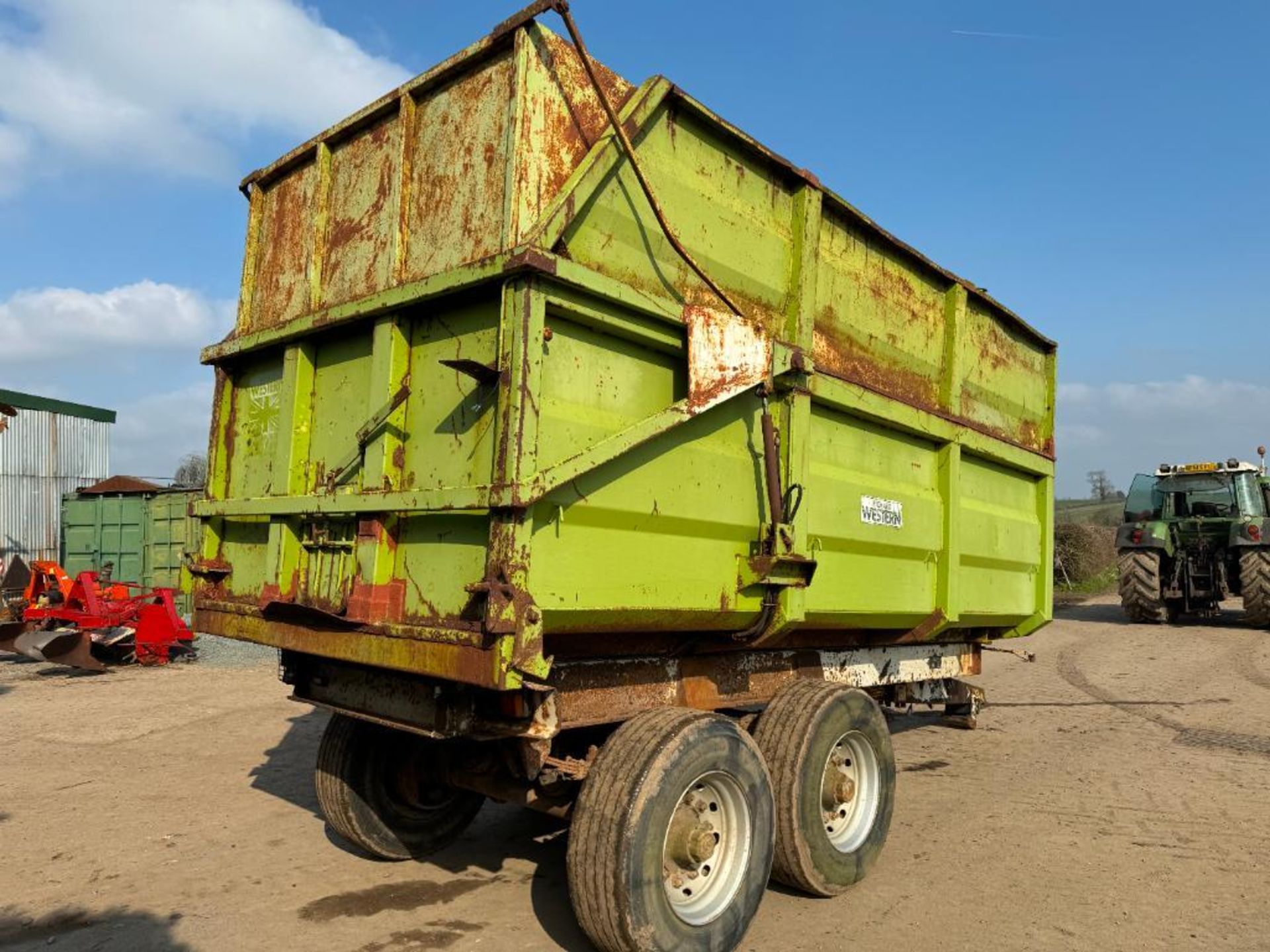 1993 Richard Weston 12t twin axle grain trailer with sprung drawbar, air brakes, hydraulic tailgate, - Image 9 of 17