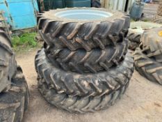 Set Taurus12.4R32 8 stud front and Alliance 12.4R46 8 stud rear row crop wheels and tyres with adjus