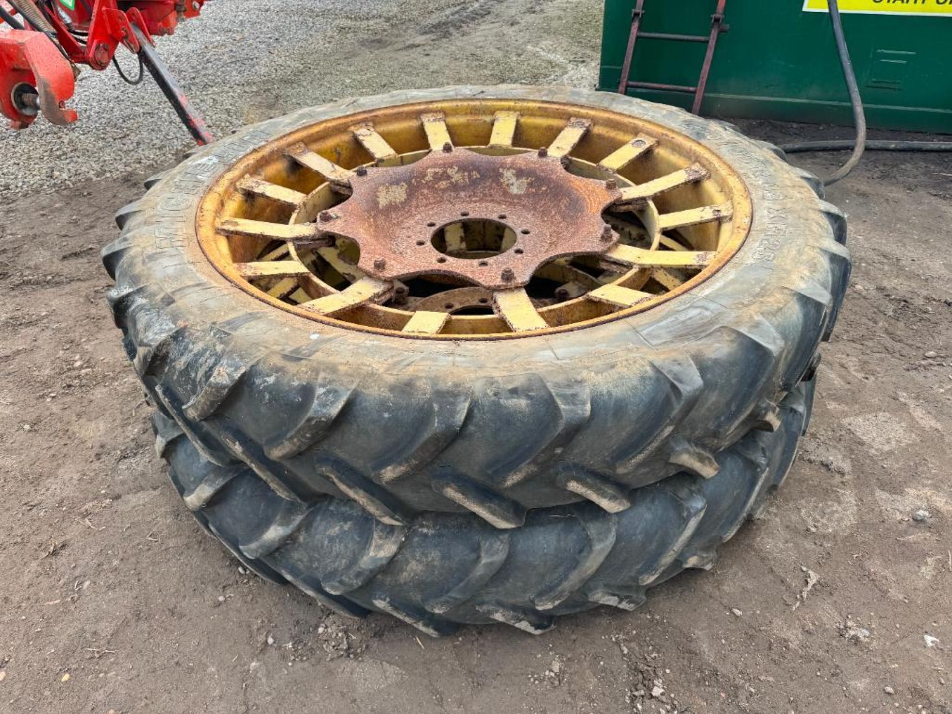 Pair Michelin 270/95R48 row crop wheels and tyres, 8 stud (22cm hubs)