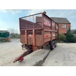 1995 Richard Western 12t twin axle root trailer with hydraulic tailgate and grain chute with silage