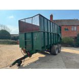 Twin axle 16t grain tailer with sprung drawbar, air brakes, hydraulic tailgate, grain chute and sila