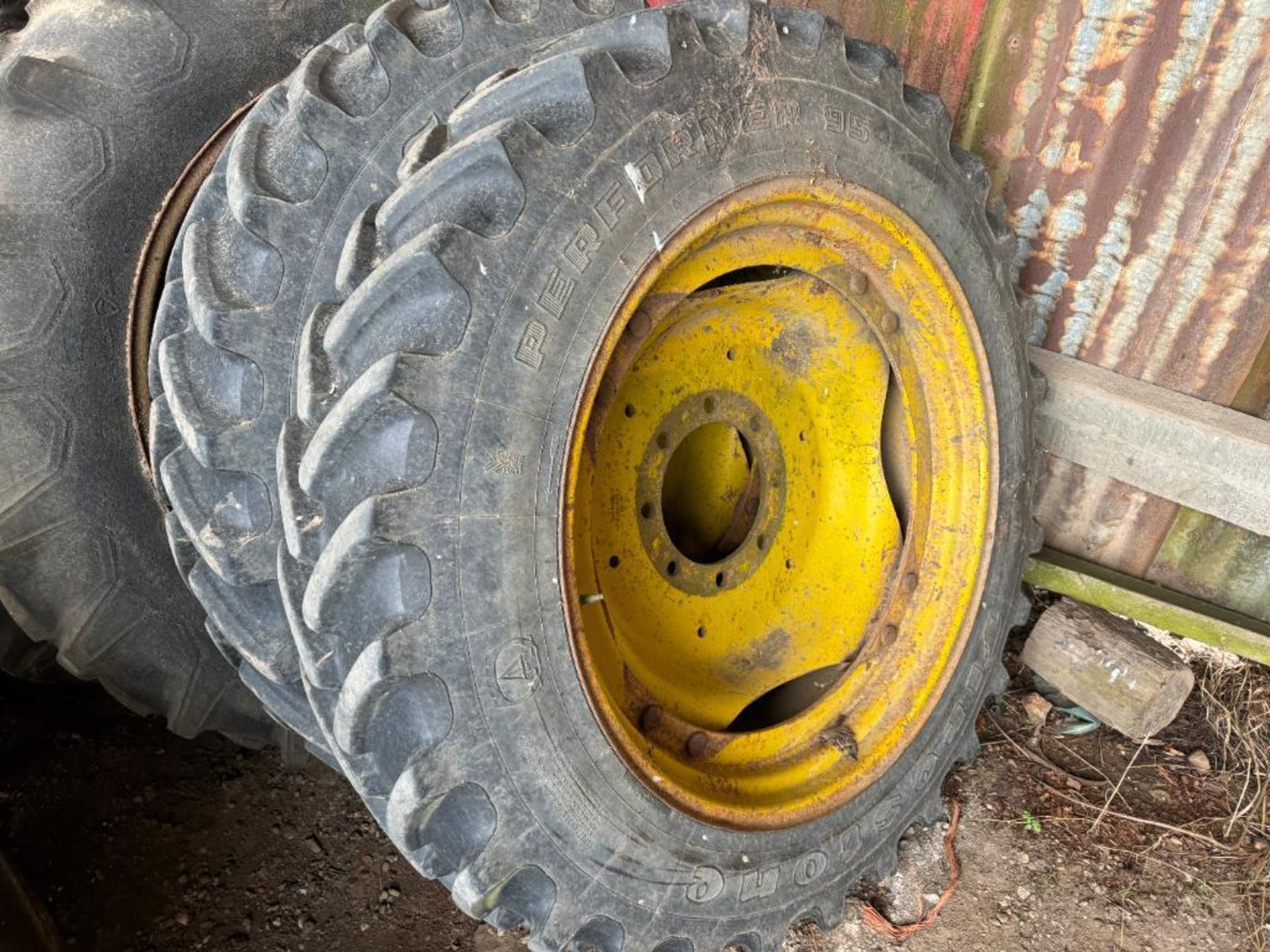 Set BKT 270/95R48 rear and Firestone 270/95R32 front wheels and tyres with removeable centres to fit - Image 2 of 4