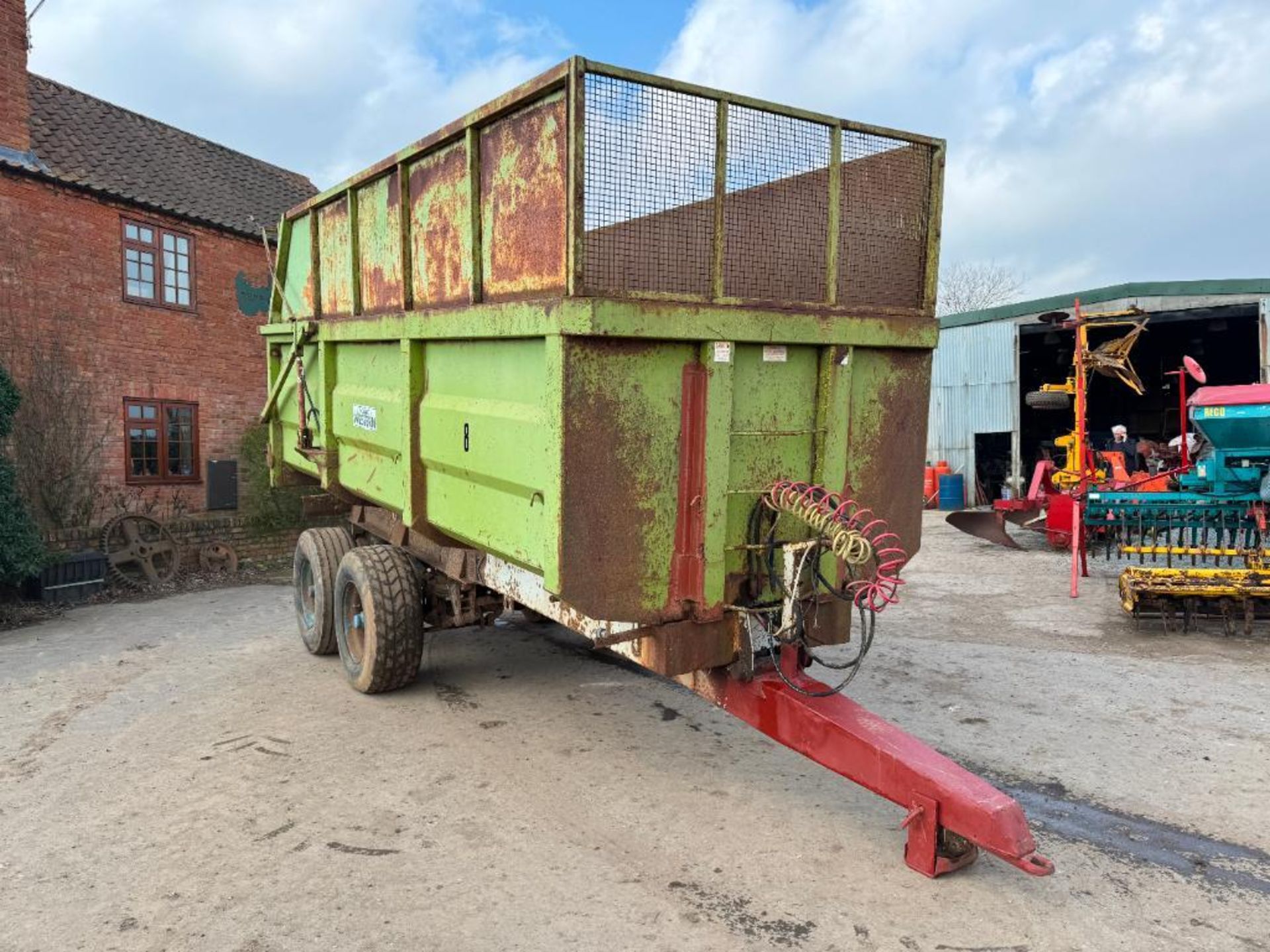 1993 Richard Weston 12t twin axle grain trailer with sprung drawbar, air brakes, hydraulic tailgate, - Image 14 of 17