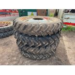 Set Kleber 11.2R44 Stocks AG row crop wheels and tyres to suit JCB Fastrac