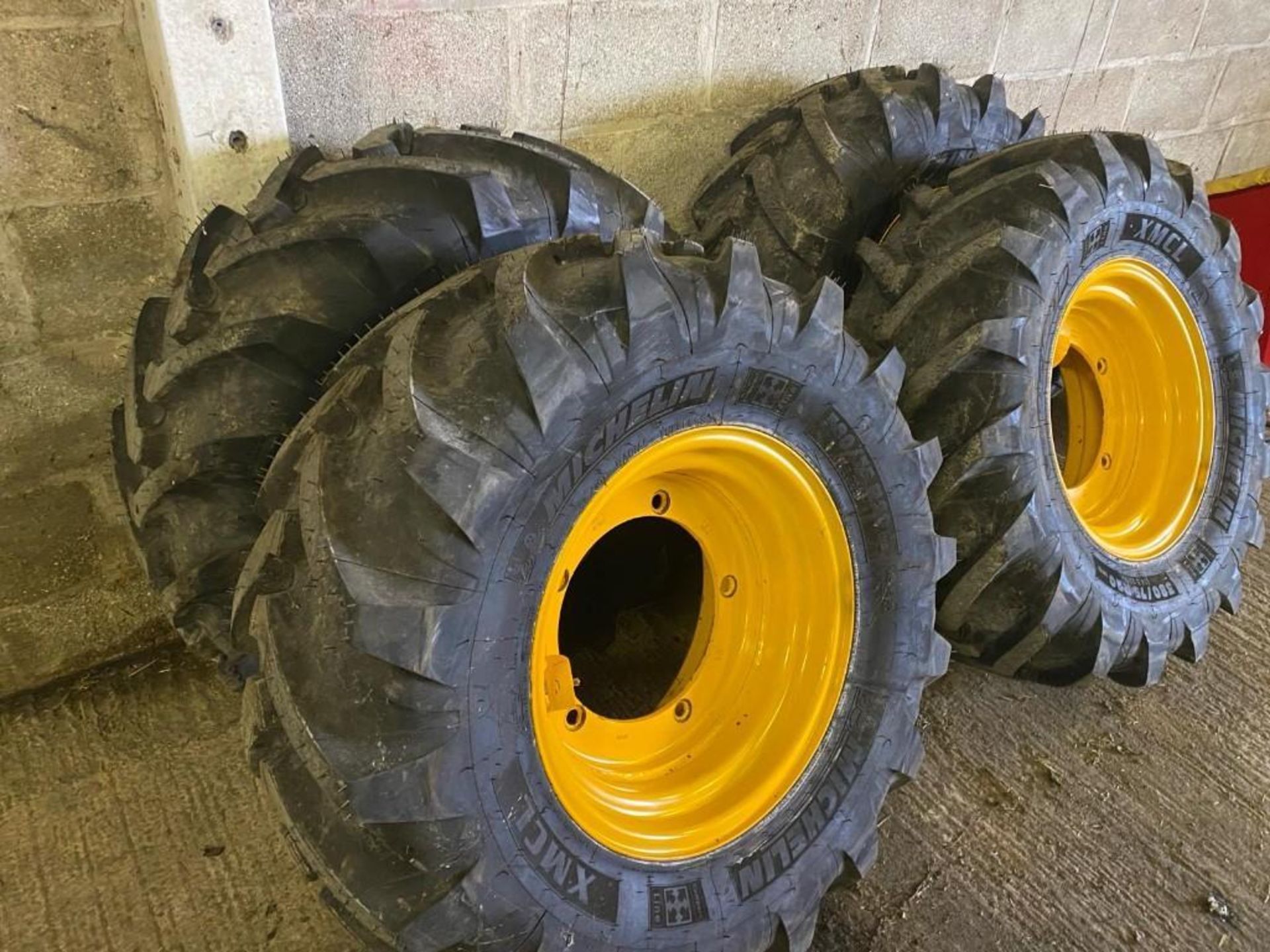 Pair of 380/75R20 XMCL wheels and Michelin tyres