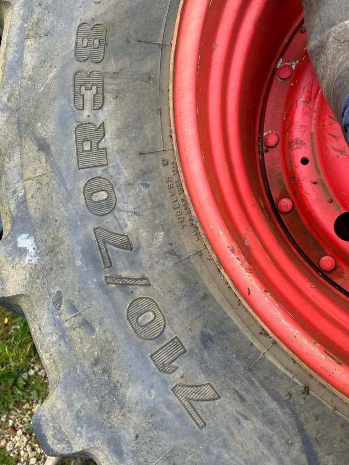 Pair of 710/70R38 10 stud rim wheels with Firestone tyres. - Image 5 of 5