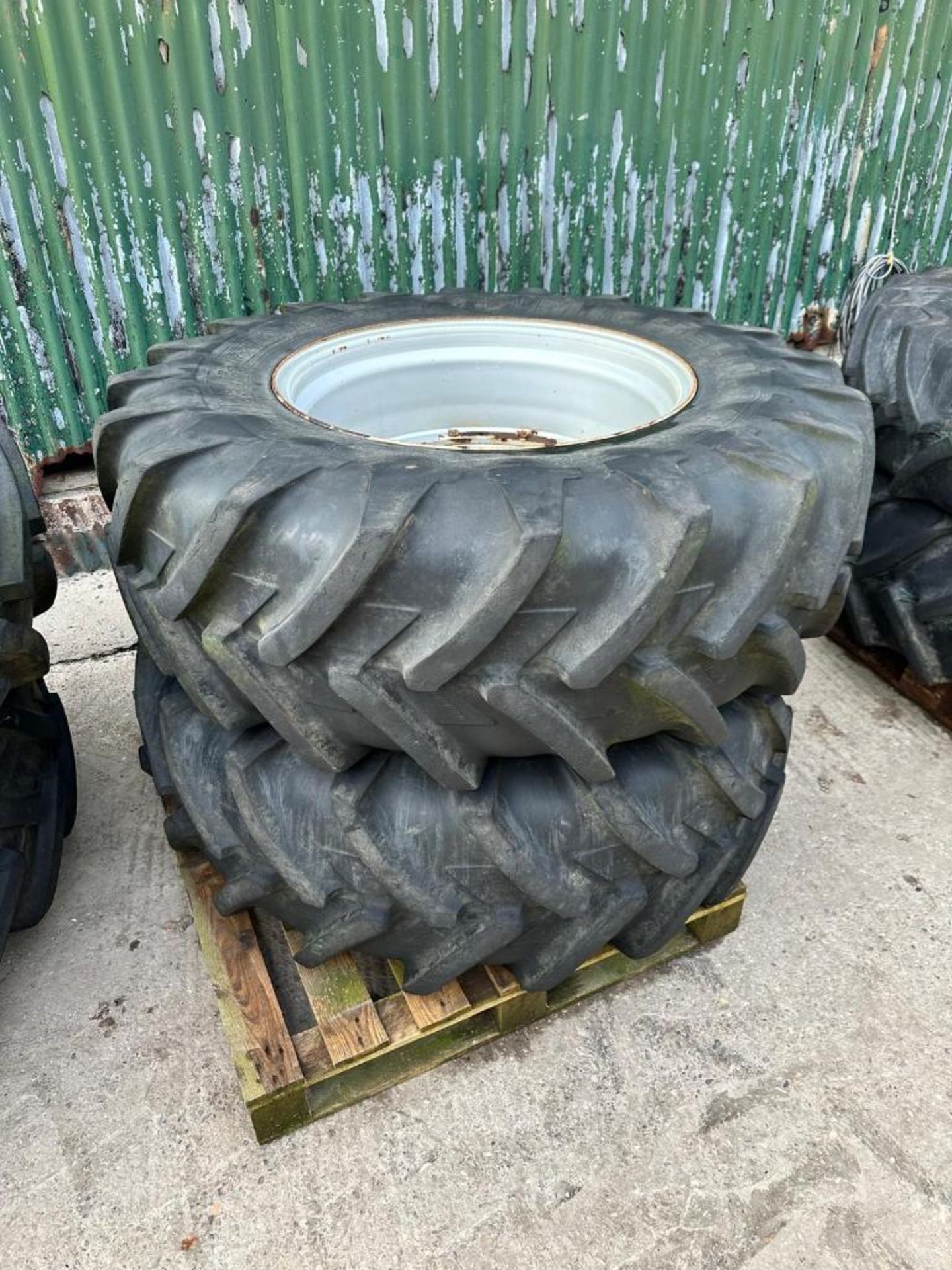 Pair of Michelin 16.9 R 28 wheels and tyres