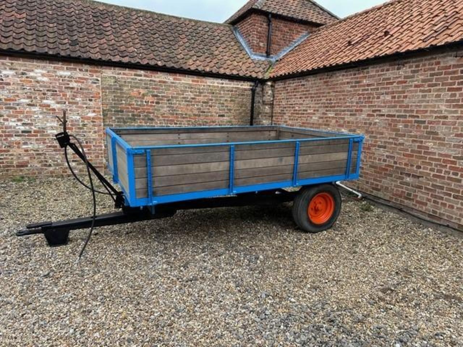 F W Wheatley wooden flatbed trailer with removable sides