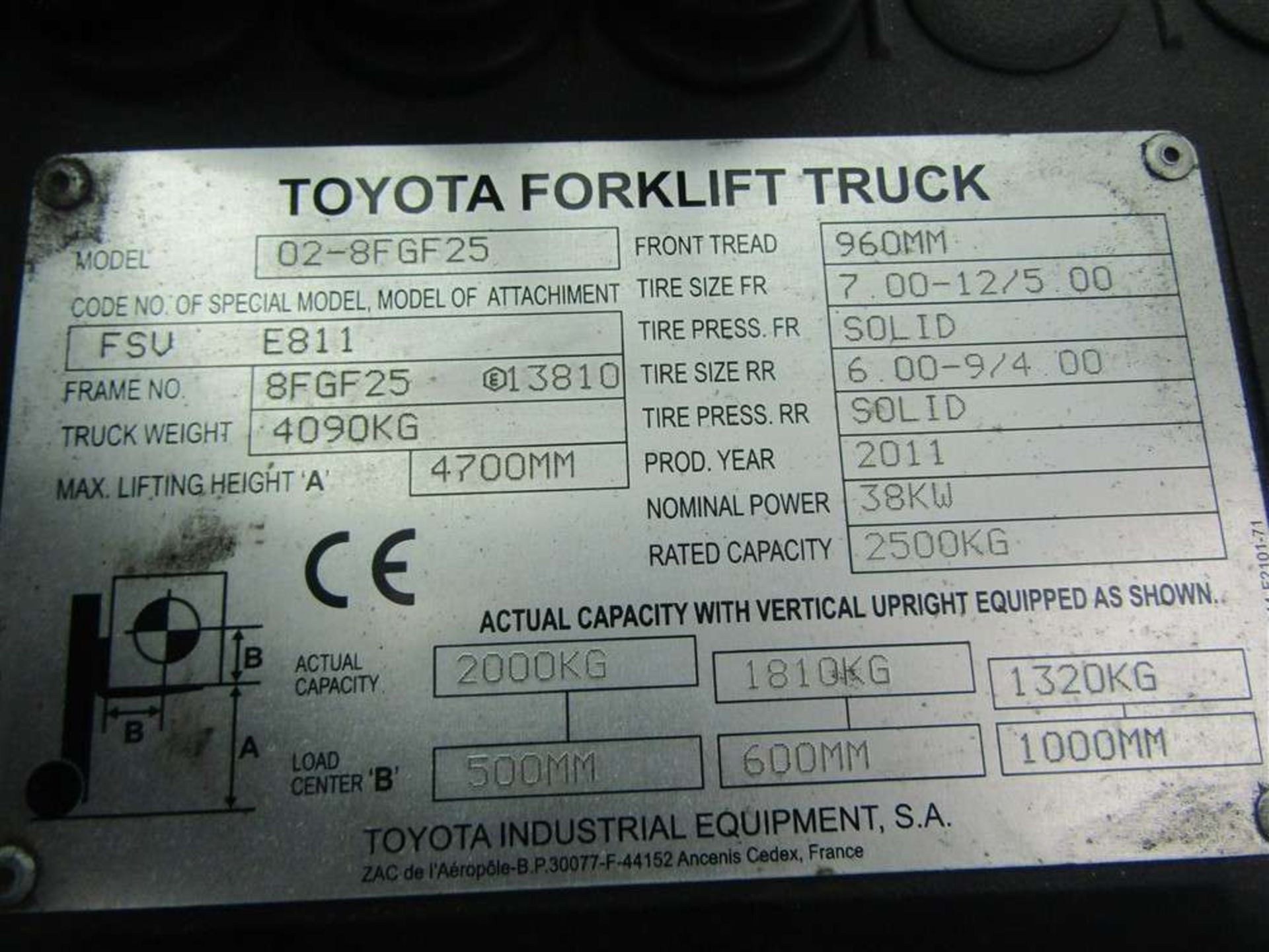 2011 Toyota Tonero SAS 25 Forklift - Image 6 of 7