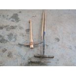 1 x Pair Tarmac Rakes & Pick Axe