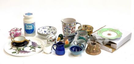 A mixed lot of ceramics including a Portobello Scotland jug; Crown Staffordshire Hunting pattern jam