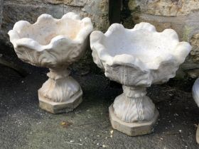 A pair of composite stone two piece planters, 47cmH