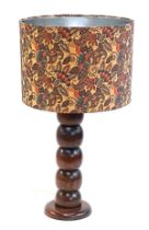 A hardwood table lamp with shade, 65cmH