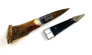 A J Nowill & Sons Ltd. antler handled Skean-Dhu, the blade 9cmL, 18cmL overall