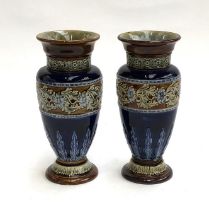 A pair of Doulton Lambeth stoneware vases, 23cm high