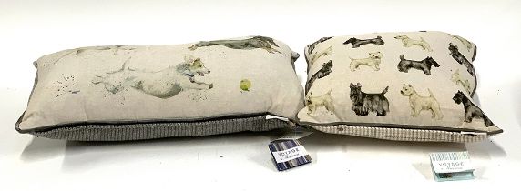 A Voyage Maison 'Scottie Westie' 43x43cm cushion, and a 'Catch' cushion, 35x65cm, both new with tags