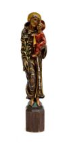Carved wooden polychrome figure of St. Anthony of Padua, 59.5cmH