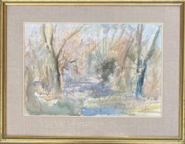 Jean Clark RWS (1902-1999), 20th century watercolour of a coppice, 36x55cm