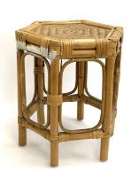 A hexagonal bamboo occasional table, 41cmH