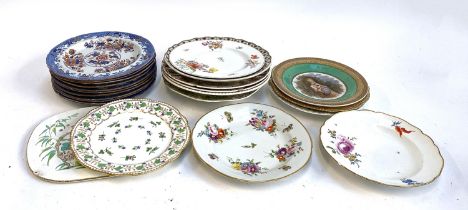 A quantity of plates some hand painted, to include Meissen, Rosenthal, T Goode, etc