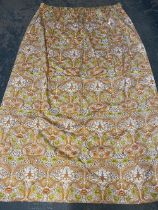 A pair of lined curtains, William Morris style floral fabric, 160cm ungathered width, 220cm drop;