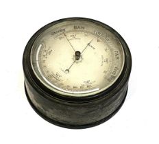 A Victorian brass cased bulkhead barometer by Benzie, Cowes, Isle of Wight, 18cmD