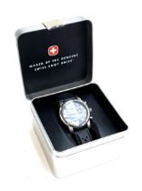 A Wenger gents wristwatch, 50th Edition Rallye Alpes, on a black leather strap, in original box