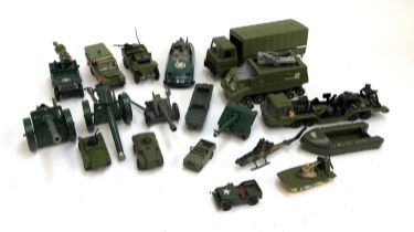 A quantity of army die cast vehicles to include Dinky foden army truck, shado 2, land rover,