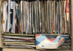 A box of 45s, largely Decca, RCA, 60s to early 90s, etc