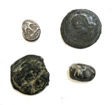 A silver bullet money piece, Thailand, circa 1350-1560, together with a Celtic Potin coin, Leuci