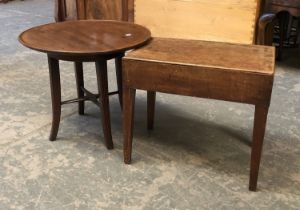 A 19th century commode stool, 52x32x46cmH; together with a circular occasional table, with 18th