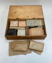 A large quantity of c.1920s glass photographic lantern plates, to include Switzerland, Lydham, maps,