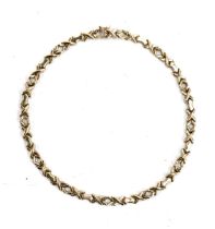 A 9ct gold fancy link necklace, 42cmL unclasped length, approx. 20g