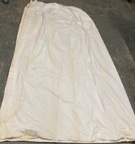 A pair of cream textured curtains (af), lined and interlined, 310cm drop x 330cm ungathered width