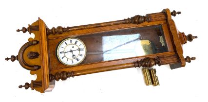 A Vienna regulator type wall clock, 122cmL