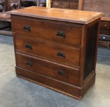An early 20th century chest of three drawers, on plinth base, 92x43x80cmH