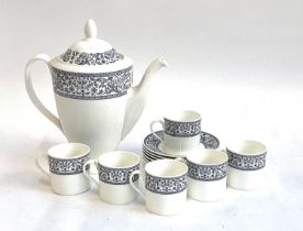 A Mintons 'Infanta' coffee pot, coffee cups and saucers