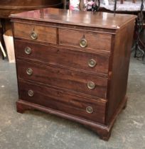 A George III chest of two short over three long drawers, on bracket feet, 84x54x85cmH