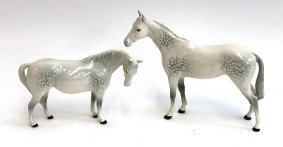 A Beswick dapple horse and foal figurine, 20cmH and 14cmH (2)