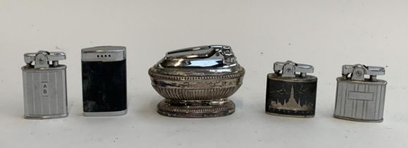 Five Ronson lighters to include niello lighter and a table lighter
