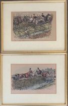 A pair of 20th century colour prints of Steeple Chases, 13x19cm