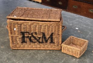 A Fortnum and Mason wicker hamper, 61x40x38cm